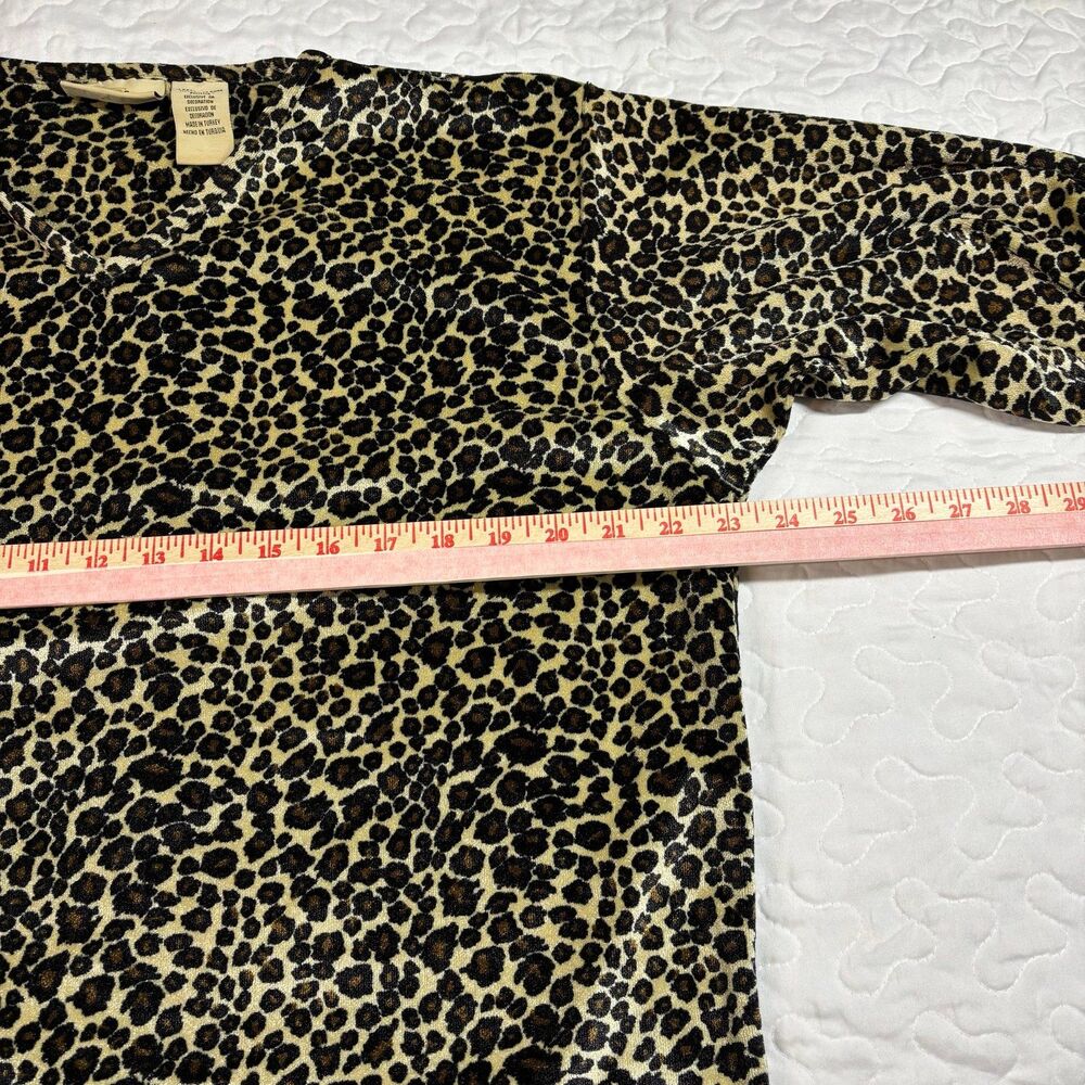 Vintage Jaclyn Smith cheetah animal print velvet velour long sleeve blouse sz L - Picture 4 of 5